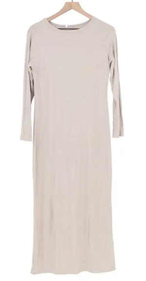 Unbranded Maxi Dress Womens M/L Bodycon Beige Long Sleeve Stretch Excellent thumbnail 1