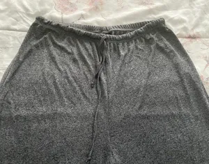 Grey Super Soft Wide Leg Pull On Lounge Drawstring Pants, size L thumbnail 9
