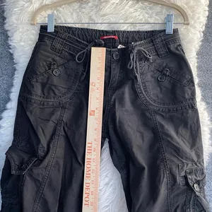 Union Bay Black Cargo Pants Adjustable Drawstrings Y2k Gorpcore Dark Academia thumbnail 4