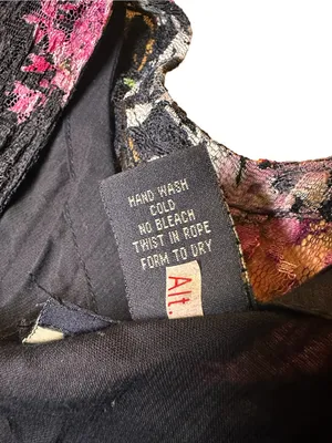 Olivia Floral Black Lace Slip Midi Dress Size M 90s Vintage thumbnail 8