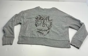 Zadig & Voltaire‎ Gray Skull Embroidered Women's Top SEE MEASUREMENTS *FLAW thumbnail 1
