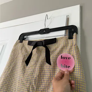 Y2K Gingham Satin Bow Plaid Lace Trim Mini Skirt thumbnail 2