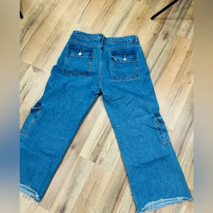 Edikted Blue Wide-Leg Cargo Jeans thumbnail 4