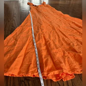 120% Lino Orange Sleeveless Maxi Dress 100% Linen Flax A-Linen Large Sweetheart thumbnail 5