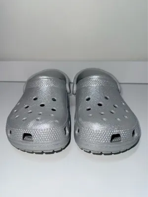 Crocs Classic Silver Glitter Clogs Slip On Rubber thumbnail 3