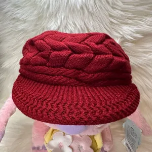 Stylish Red Knit Women's Hat thumbnail 2