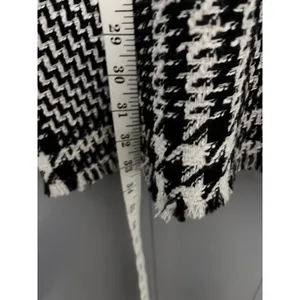 NEW Zara Black White Textured Houndstooth Tweed Pinafore Apron Mini Dress M thumbnail 3