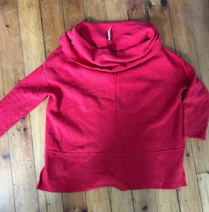 ☀️3/$25 Free People red slouchy cowl neck sweater cotton wool small thumbnail 1