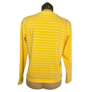 Vintage Lands' End‎ Direct Merchant Yellow White Stripe Button Down Shirt Small thumbnail 4