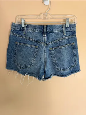 Universal Thread Distressed High-Rise Denim Shorts in Blue thumbnail 6