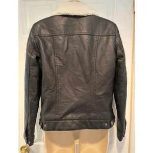 Levis Womens Sherpa Lined Faux Leather Trucker Jacket Black S Removable Collar thumbnail 3