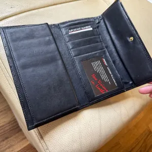 Mundi VTG Black Lizard Embossed‎ Leather Checkbook Wallet Kiss Lock Coin Purse thumbnail 6