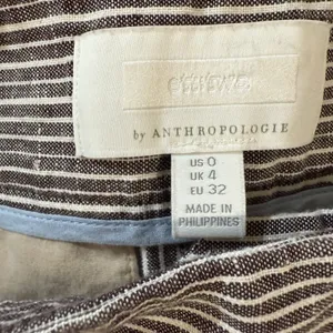 Anthropologie Ett Twa Pants Womens‎ 0 Brown White Wide Leg Striped Sailor Linen thumbnail 5