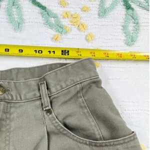 LL Bean Vintage Womens Size 14 High Waist Pleated Tapered Leg Jeans Khaki‎ thumbnail 7