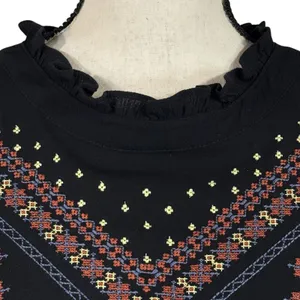 Torrid SZ 2 (2X-Large) Tunic Top Embroidered Ruffled Neck Long Balloon Sleeves thumbnail 3