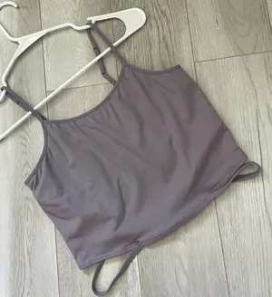Alo Crop Tank Top halo longline cutout womens Purple (large) activewear workout thumbnail 1