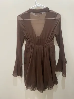Urban outfitters brown sheer long sleeve dress thumbnail 3