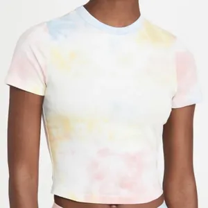 Re:named Yellow and Grey Tie Dye Cropped Tee Nwt size small thumbnail 9