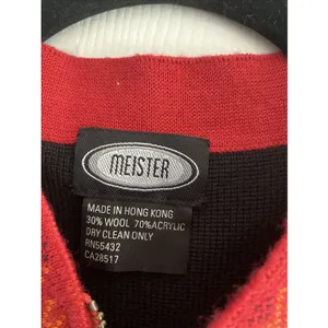 Meister Nordic Ski Sweater Womens S Black Wool Blend Quarter Zip Fair Isle Cabin thumbnail 2