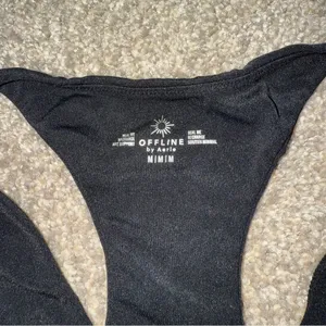 Aerie - Real Me Racerback Longline Sports Bra - Black, Medium thumbnail 2
