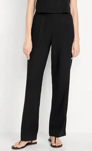 Old Navy Black Extra High-Rise Full Length Pants linen blend M new neutral thumbnail 1