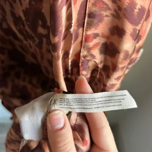 Intimately Free People Cheetah Leopard Floral Brown Silky Pajama Shirt Size L thumbnail 9