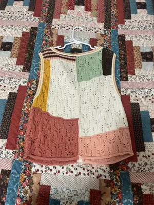 American Eagle Patchwork Button-Up Sweater Vest thumbnail 2
