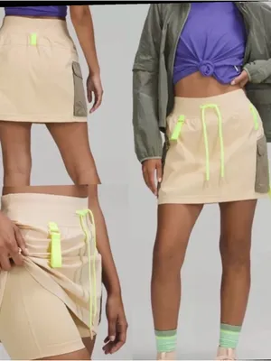 Lululemon Beige Mini Skirt with Neon Trim thumbnail 2
