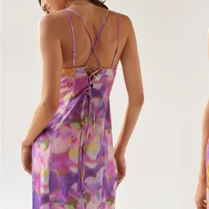 Urban Outfitters Purple Watercolor Sleeveless First Light Midi Slip Dress NWT M thumbnail 3
