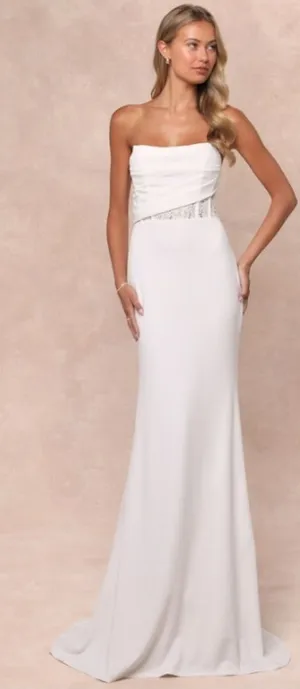 LULUS Bridal Wedding Sophisticated Elegant Corset Chic Lace Mermaid Gown thumbnail 1