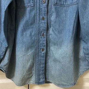 American Eagle Outfitters Denim Puff Sleeve Button Down Blue Top(Size Medium) thumbnail 7