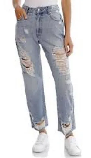 Avec Les Filles Distressed High Rise Jeans Light Wash Size 30 thumbnail 1