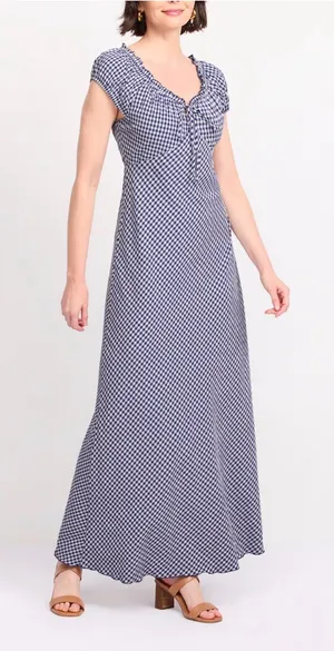 Market & Spruce Short Sleeve Gingham Maxi Dress Navy Small NWT STITCH FIX thumbnail 1