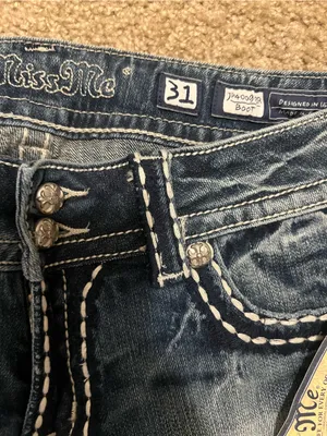 Miss Me jeans Y2k low rise boot cut NWT saddle stitching‎ gemstones 31 RARE thumbnail 7