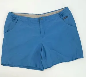 Columbia Sportswear Womens Mid Rise Cotton Blend Shorts Blue‎ Large thumbnail 1
