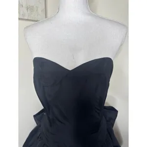 VTG 80s/90s RAMPAGE Black Sweetheart Strapless Oversized Bow Whimsigoth Vampy thumbnail 2