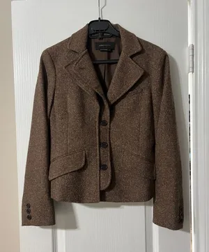BCBGMaxAzria Brown Tailored Wool-Blend Blazer thumbnail 1
