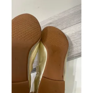 Tory Burch Minnie Travel Ballet‎ Flats Gold Metallic Leather Flower Womens 6.5 thumbnail 6