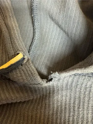 Aerie American Eagle Blue Ribbed Knit Cropped Hoodie Size L thumbnail 6