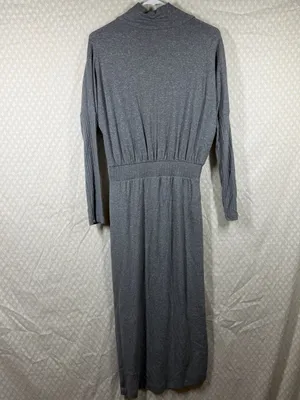 Anthropologie Daily Practice Grey Knit Karigan Cinch Waist‎ Cowl Neck Maxi Dress thumbnail 6