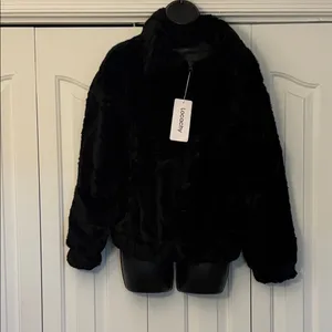 Locachy Shaggy Faux Fur Jacket Black Women Size Medium thumbnail 2