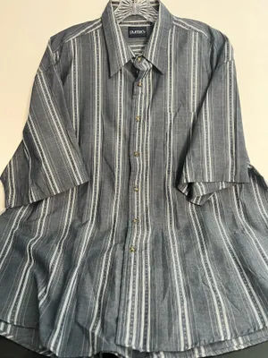 Puriton Men's Gray Striped Button Down Shirt thumbnail 1