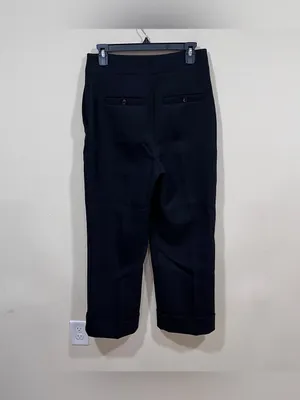 Sezane High Waist Straight Leg Wool Blend Pants Trousers-Black-Size 38 (US 6) thumbnail 6