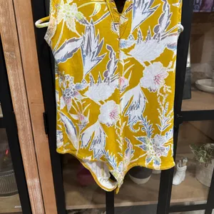 Free People Floral Ribbed Bodysuit plunge vneck sleeveless tank open back sexy thumbnail 5