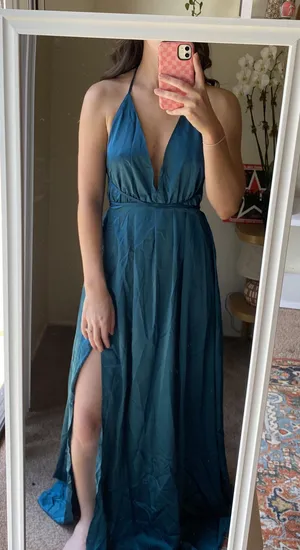Satin Maxi Dress Blue thumbnail 1