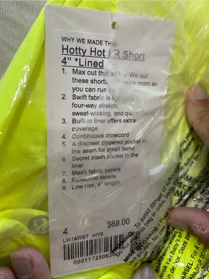 Neon Yellow Lululemon Hotty Hot LR 4” size 4 thumbnail 3