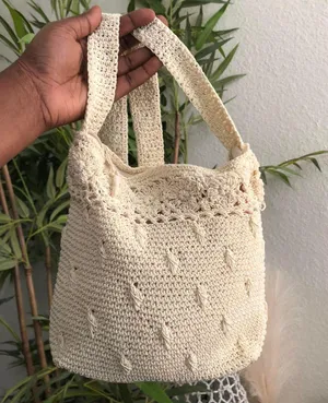 90s Carlo D’Santi Cream Beige crochet tote crossbody messenger hobo bag purse #boho #indie #festival #bohemian #vintage Measurement ent in pics thumbnail 1