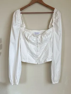 WeWoreWhat Ruched Cup Top in Optic White thumbnail 1