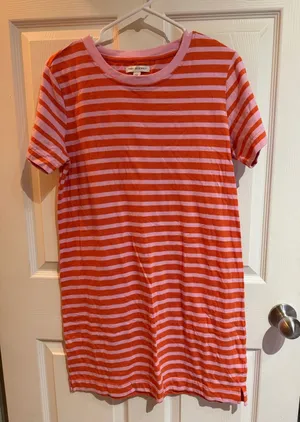 Free Assembly Pink and Orange Striped Tee Dress thumbnail 1