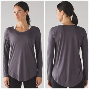 Lululemon Womens Locarno Long Sleeve Active Gym Workout Lounge Shirt Dark Carbon thumbnail 2